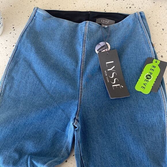 Lysse Cropped Side Slit Denim Ankle Length Leggings Light Wash Women’s Size S - Picture 5 of 14